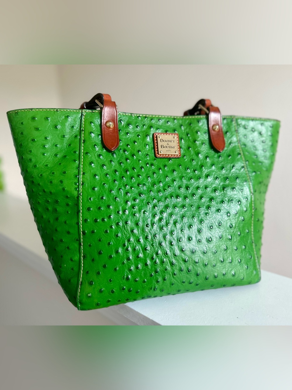 Dooney & Bourke Kelly Green Ostrich Tote - Picture 12 of 16